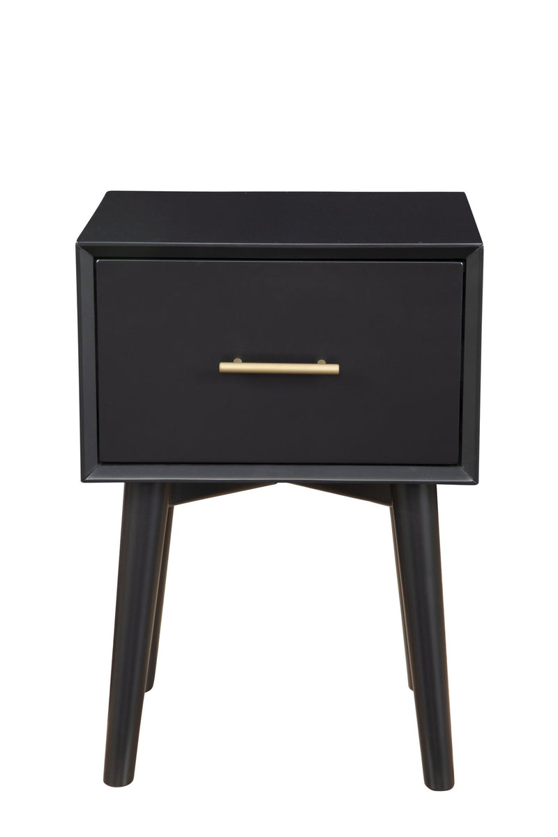 Mid Century Mod Wood End Table With Drawer - Black