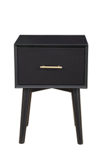 Load image into Gallery viewer, Mid Century Mod Wood End Table With Drawer - Black
