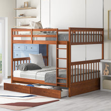 Load image into Gallery viewer, Full-Over-Full Bunk Bed with Ladders and Two Storage Drawers (Walnut)(OLD SKU:LT000365AAD)
