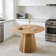 Load image into Gallery viewer, Extendable Pedestal Multifunctional Dining Table - Oak
