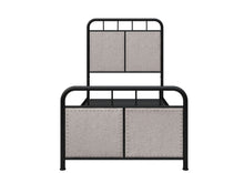 Load image into Gallery viewer, Twin Size Linen Upholstered Platform Metal Bed Frame With Fabric Headboard And Footboard - Brown
