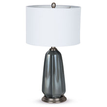 Load image into Gallery viewer, 28" Ceramic LED Table Lamp With Drum Shade - Blue And Gray
