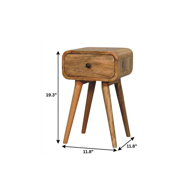 19" Solid Wood Round One Drawer Nightstand - Oak