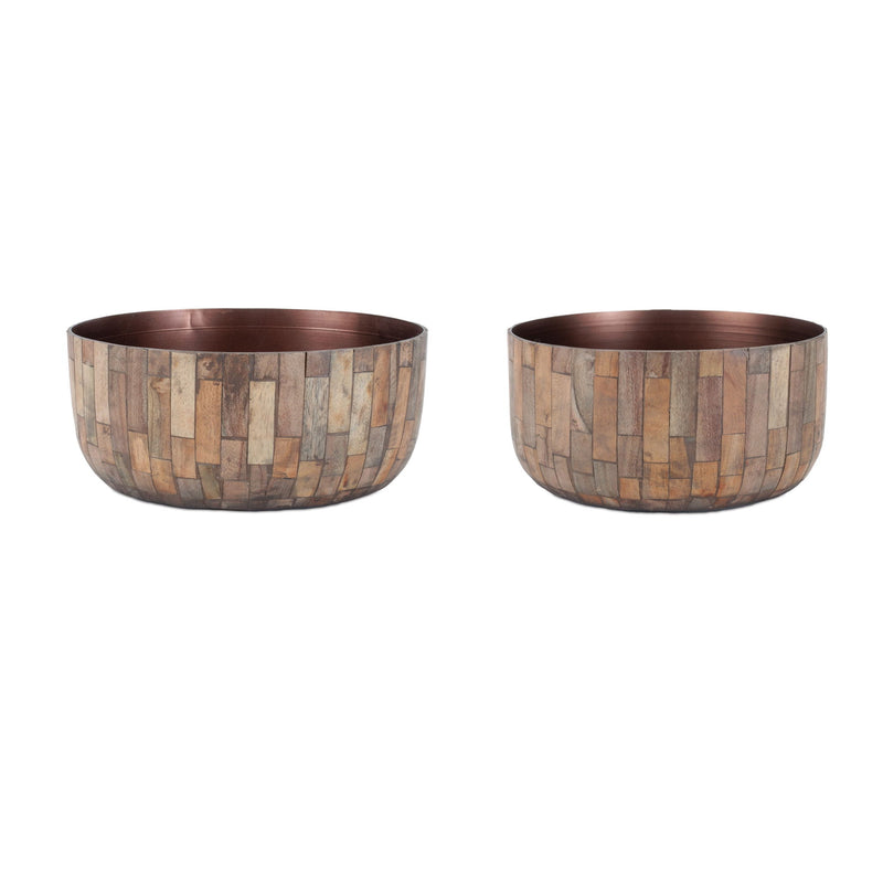 Round Pot Planters (Set of 2) (634285) - Brown