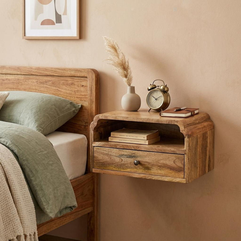 Solid Wood Two Drawer Floating Nightstand (731530) - Brown