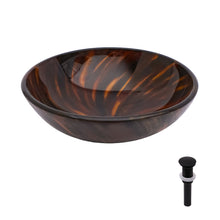 Load image into Gallery viewer, Vessel Bathroom Sink With Pop Up Drain, Round Bowl Design For Bathrooms - Brown

