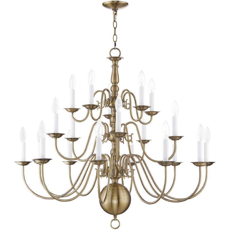 33" Multi Light Dimmable Chandelier With Shades - Antiqued Brass