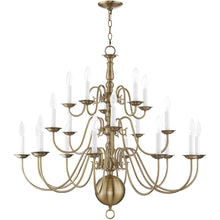 Load image into Gallery viewer, 33" Multi Light Dimmable Chandelier With Shades - Antiqued Brass
