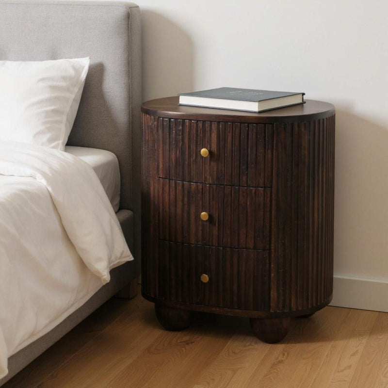 22" Wood 2 Drawer Nightstand - Brown