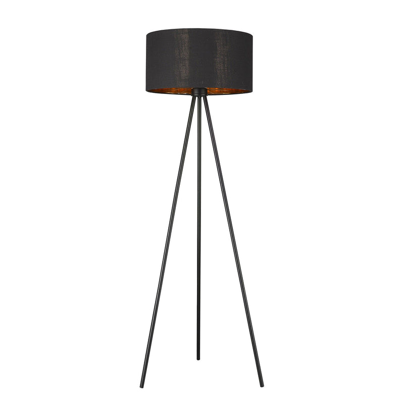Tripod Floor Lamp With Black Drum Shade - Matte Black
