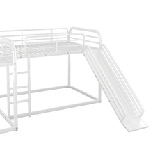 Load image into Gallery viewer, Full and Twin Size L-Shaped Bunk Bed with Slide and Short Ladder, White
