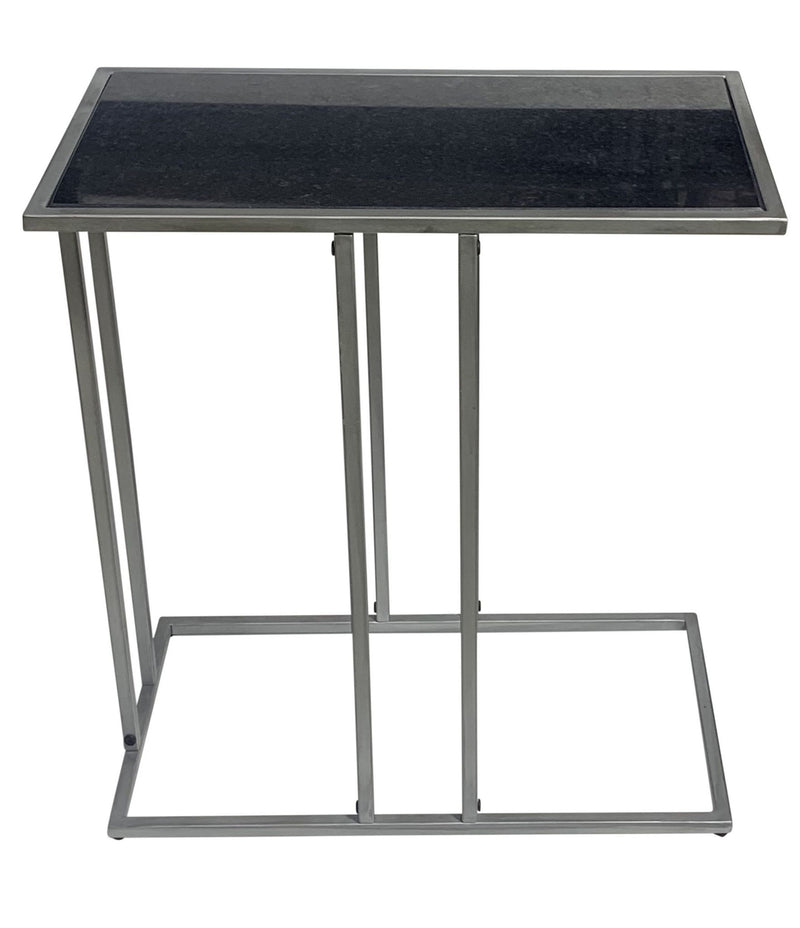 26" Marble And Iron Frame End Table - Gunmetal