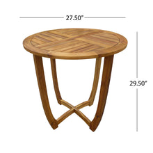 Load image into Gallery viewer, Outdoor Circular Wood Bistro Table With Curved Legs And Slat Panel Table Top - Teak
