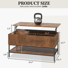 Load image into Gallery viewer, Rectangle Lift Top Coffee Table With Hidden Storage And Lower Shelf - Brown
