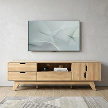 Load image into Gallery viewer, Enclosed Open Storage TV Stand With Fireplace - Beige
