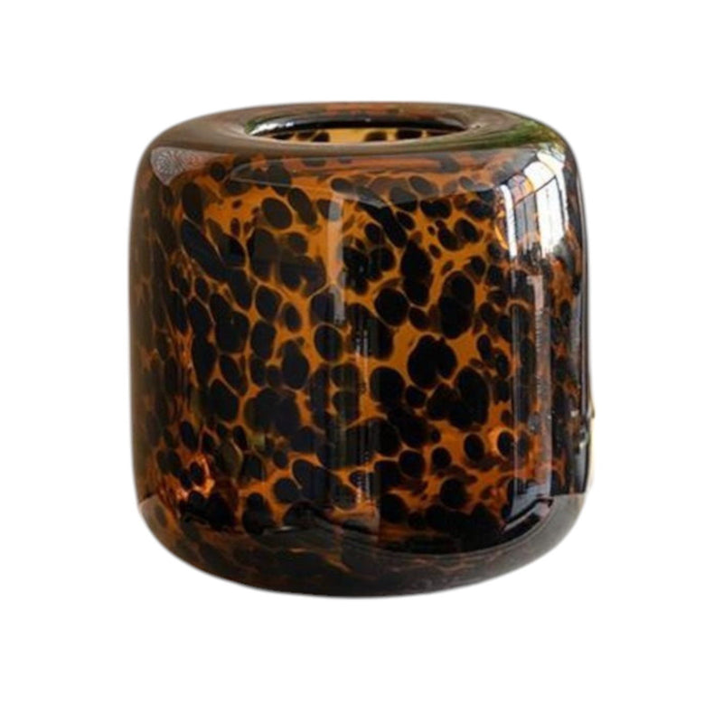 Animal Print Round Table Vase - Amber / Black