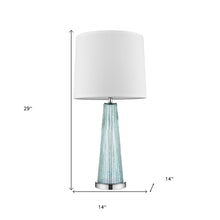 Load image into Gallery viewer, Glass Buffet Lamp With Off-White Empire Shade - Aqua
