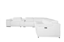 Load image into Gallery viewer, Italian Leather Power Reclining Seven Piece Corner Sectional With Console - White
