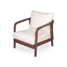 Load image into Gallery viewer, Outdoor Lounge Chair With Woven Backrest, Solid Wood Frame, Comfortable Cushions
