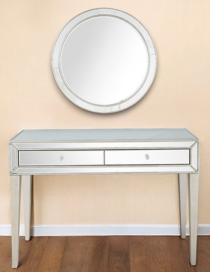 16.8" x 48" x 32.8" Mirrored Glass Console Table - Silver