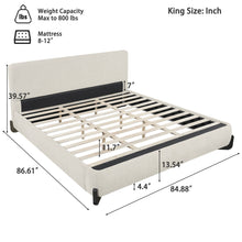 Load image into Gallery viewer, King Upholstered Bed With Slats Support - Beige
