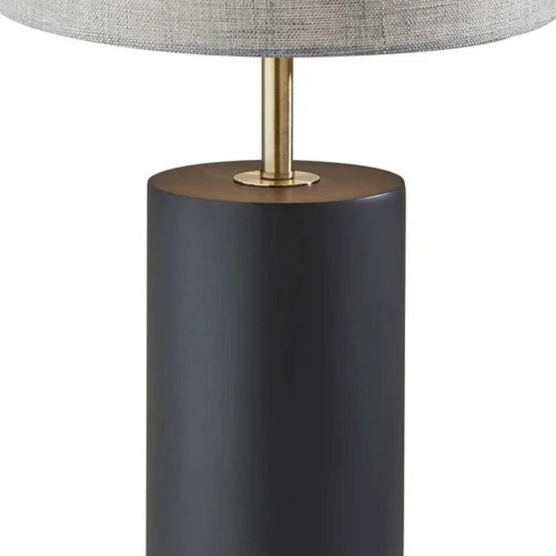 Wood Circular Block Table Lamp - Black