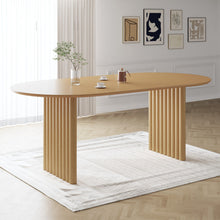 Load image into Gallery viewer, 79" Solid Wood Mirrored Double Pedestal Base Oval Dining Table Top - Natural
