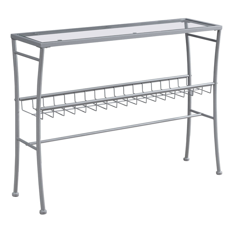 Glass Console Table With Storage - Clear And Silver
