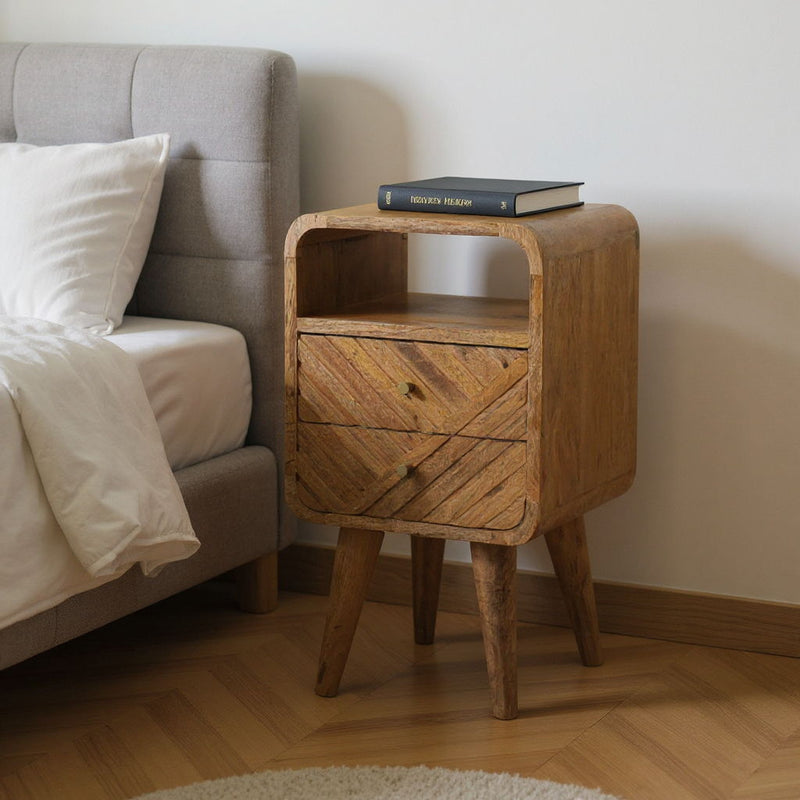 22" Solid Wood Square Two Drawer Nightstand - Brown