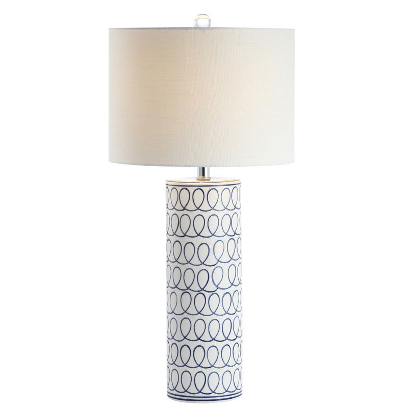 Table Lamp LED With Drum Shade - White
