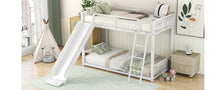 Load image into Gallery viewer, Metal Bunk Bed with Slide, Twin over Twin, White
