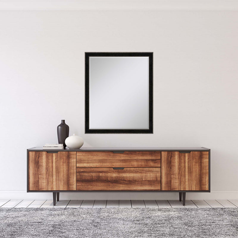 32" Wood Accent Mirror - Dark Brown