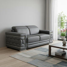 Load image into Gallery viewer, Genuine Leather Love Seat - Silver / Gray
