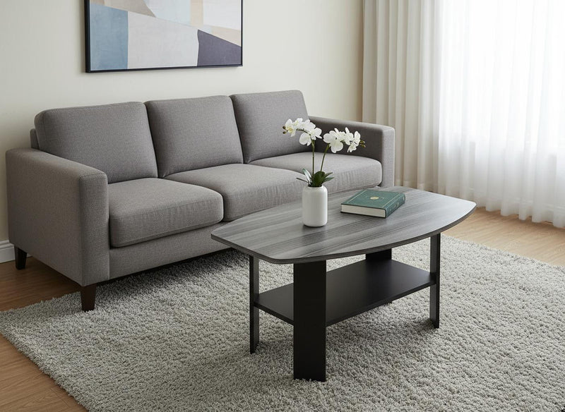 36" Coffee Table With Shelf (Set of 3) - Gray And Black