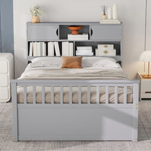 Load image into Gallery viewer, Captain Platform Bed Frame With Bookcase Headboard, 4 Drawers, Storage Shelves
