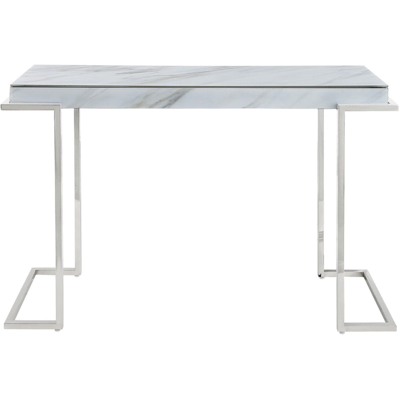 Genuine Marble Sled Console Table - White And Silver