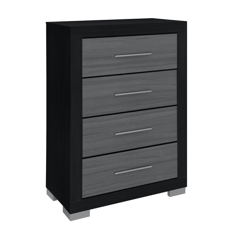 31" Wood Four Drawer Dresser - Black And Gray