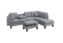 Load image into Gallery viewer, Living Room Furniture 3-PCS Sectional Sofa Set LAF Sofa RAF Chaise And Storage Ottoman Cup Holder Taupe Grey Color Linen-Like Fabric Couch
