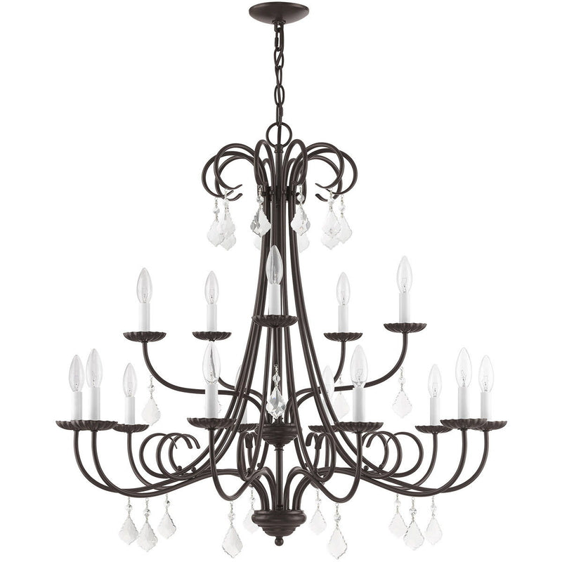 34" Multi Light Dimmable Chandelier With Shades - Bronze