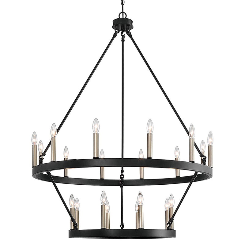 48" Candle Style Multi Light Metal Dimmable Chandelier - Black