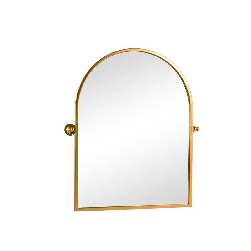 31" Metal Arch Framed Bathroom Vanity Mirror - Gold