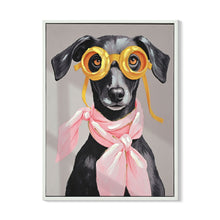 Load image into Gallery viewer, Vacation Day Puppy Wall Decor, Graphic Art Print On Wrapped Canvas - Pink / Black
