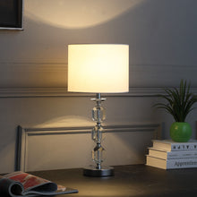 Load image into Gallery viewer, 21" Bedside Table Lamp With White Drum Shade - Silver
