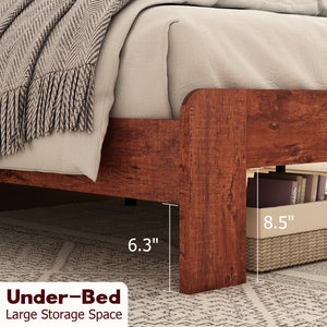 King Bed Frame Headboard , Wood Platform Bed Frame , Noise Free,No Box Spring Needed and Easy Assembly Tool,Large Under Bed Storage, Vintage Brown