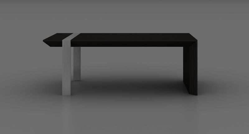 48" Wood And Stainless Steel Distressed Sled Coffee Table - Espresso
