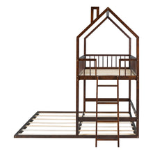 Load image into Gallery viewer, Twin Over Twin-Twin House Bunk Bed with Extending Trundle and Ladder
