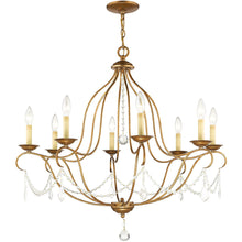 Load image into Gallery viewer, 30" Eight Light Dimmable Chandelier With Shades - Antiqued Gold
