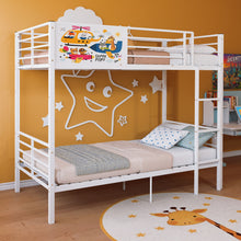 Load image into Gallery viewer, Bunk Bed, Convertible To 2 Separate Twin Size Beds With Full Length Guardrail &amp; Ladder, No Box Spring Needed - White
