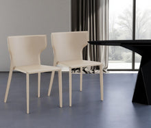 Load image into Gallery viewer, Upholstered Leather Curved Back Dining Side Chairs (Set of 2) - Beige
