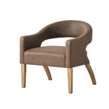 Load image into Gallery viewer, Upholstered Open Back Armchair With Weathered Rubberwood Legs
